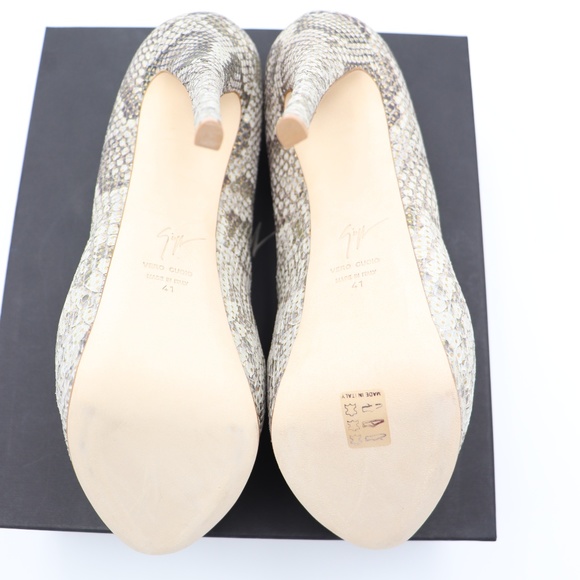 Giuseppe Zanotti Sharon Snakeskin Peep Toe Pumps - Picture 7 of 8